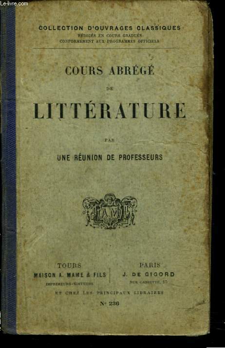 COURS ABREGE DE LA LITTERATURE