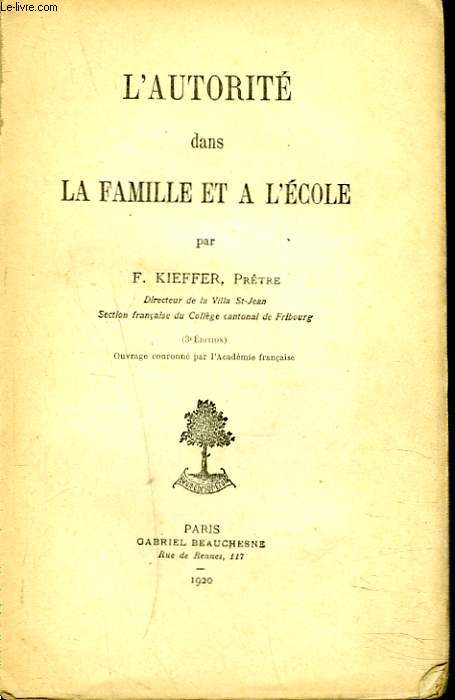 L'AUTORITE DANS LA FAMILLE ET A L'ECOLE