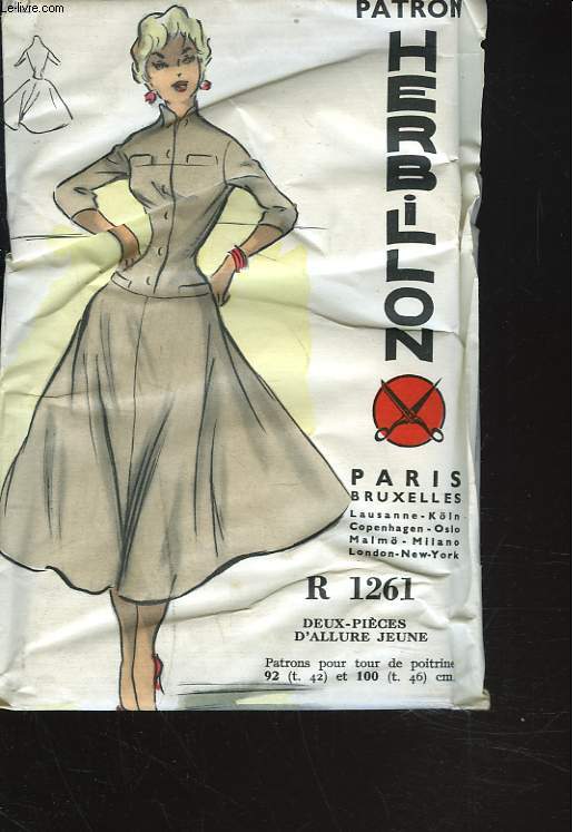 PATRON HERBILLON R1261. DEUX-PIECES D'ALLURE JEUNE.