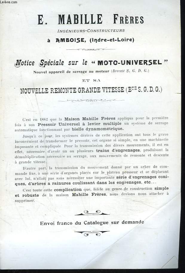 NOTICE SPECIALE SUR LE 