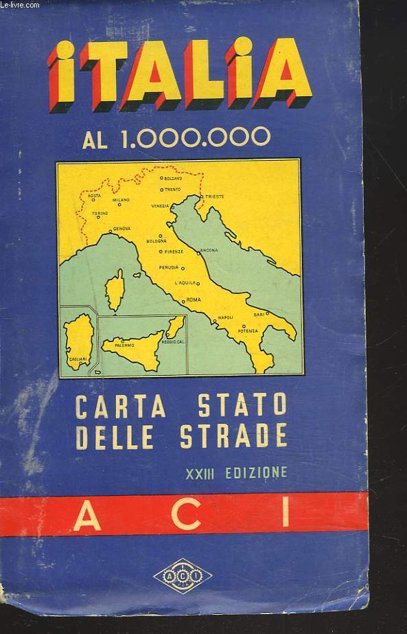 ITALIA AL 1.000.000 CARTA STATO DELLE STRRADE. XXIII EDIZIONE.