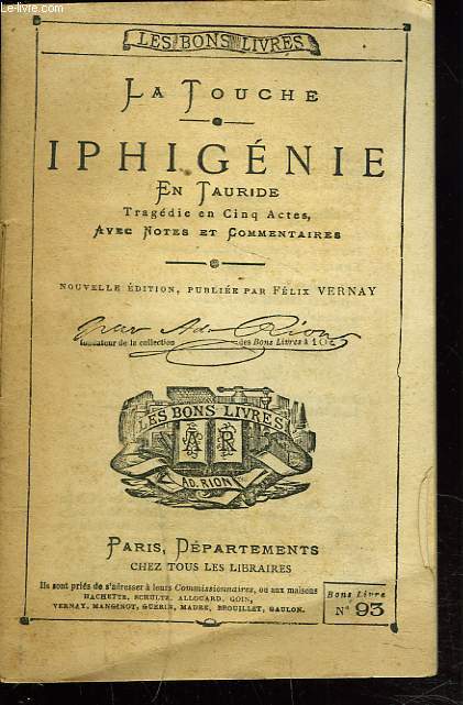 IPHIGENIE EN TAURIDE. TRAGEDIE EN 5 ACTES.