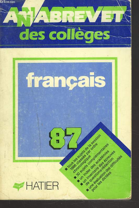 ANABREVET DES COLLEGES. FRANCAIS. 87
