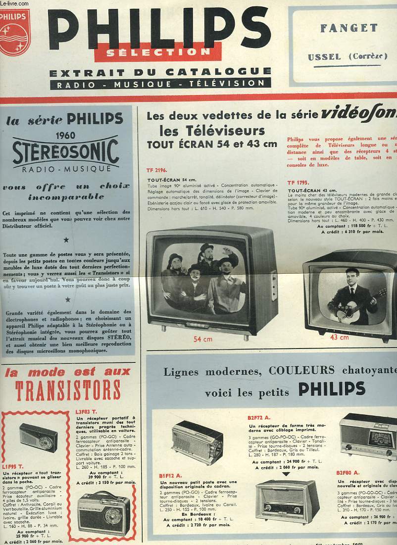 PHILIPS SELECTION. EXTRAIT DU CATALOGUE RADIO MUSIQUE TELEVISION.