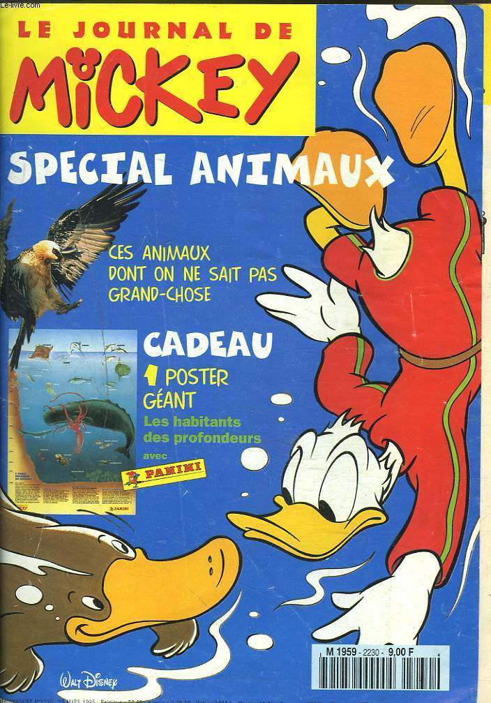 LE JOURNAL DE MICKEY N2230, 15 MARS 1995. SPECIAL ANIMAUX.