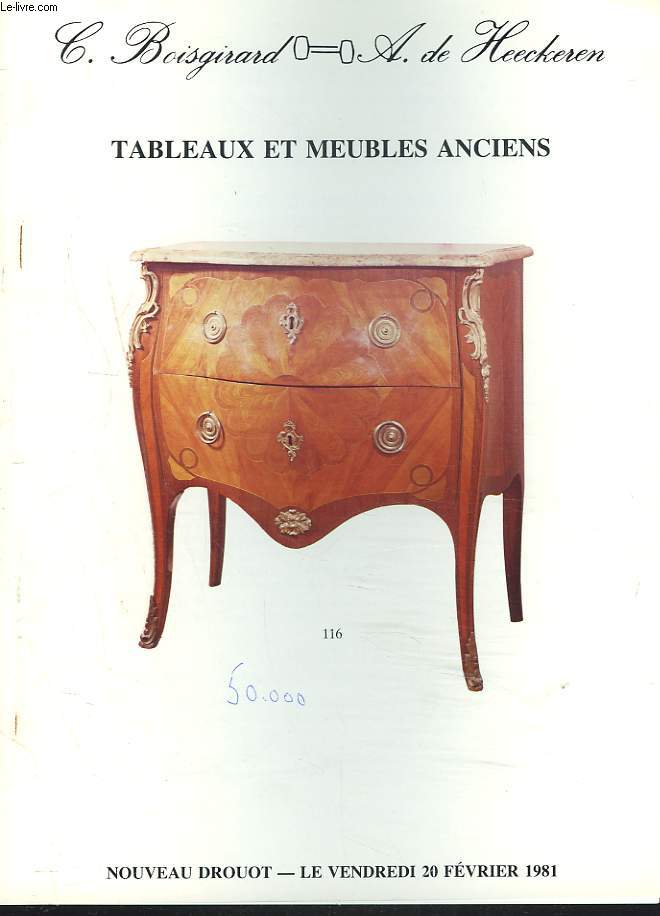 TABLEAUX ET MEUBLES ANCIENS. VENTE LE 20 FEVRIER 1981.