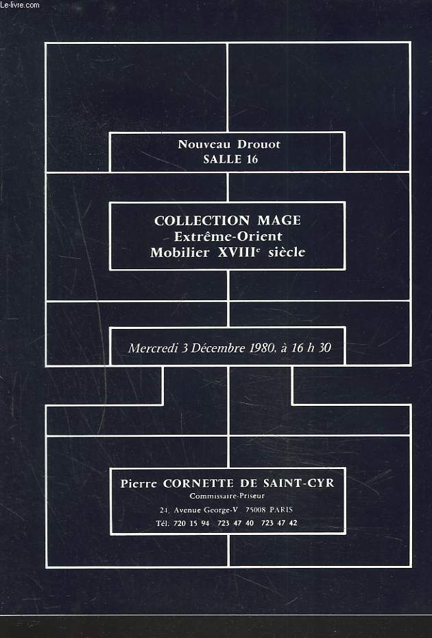 COLLECTION MAGE. EXTREME ORIENT. MOBILIER XVIIIE SIECLE. LE 3 DECEMBRE 1980.
