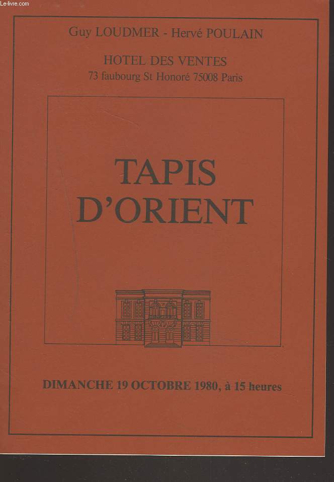 TAPIS D'ORIENT. HOTEL DES VENTES LE 19 OCTOBRE 1980.