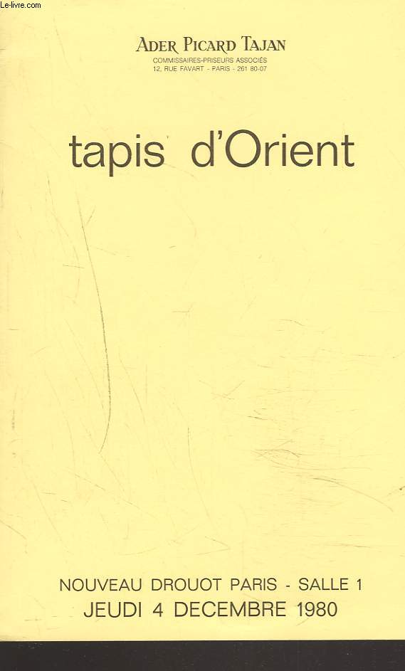 TAPIS D'ORIENT. NOUVEAU DROUOT, LE 4 DECEMBRE 1980.