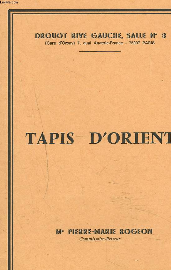 TAPIS D'ORIENT. VENTE LE 9 DECEMBRE 1978.