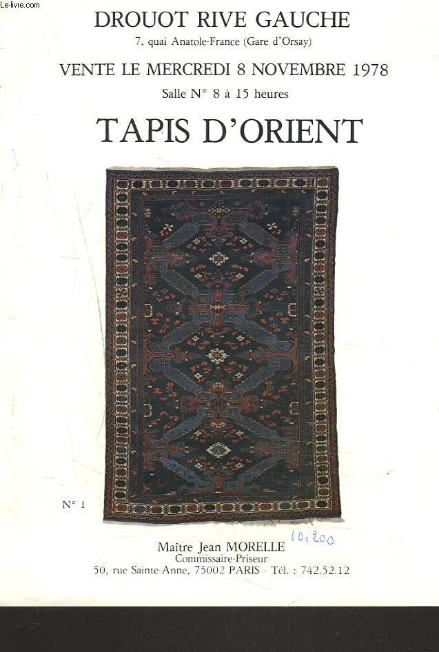 TAPIS D'ORIENT. LE 8 NOVEMBRE 1978.