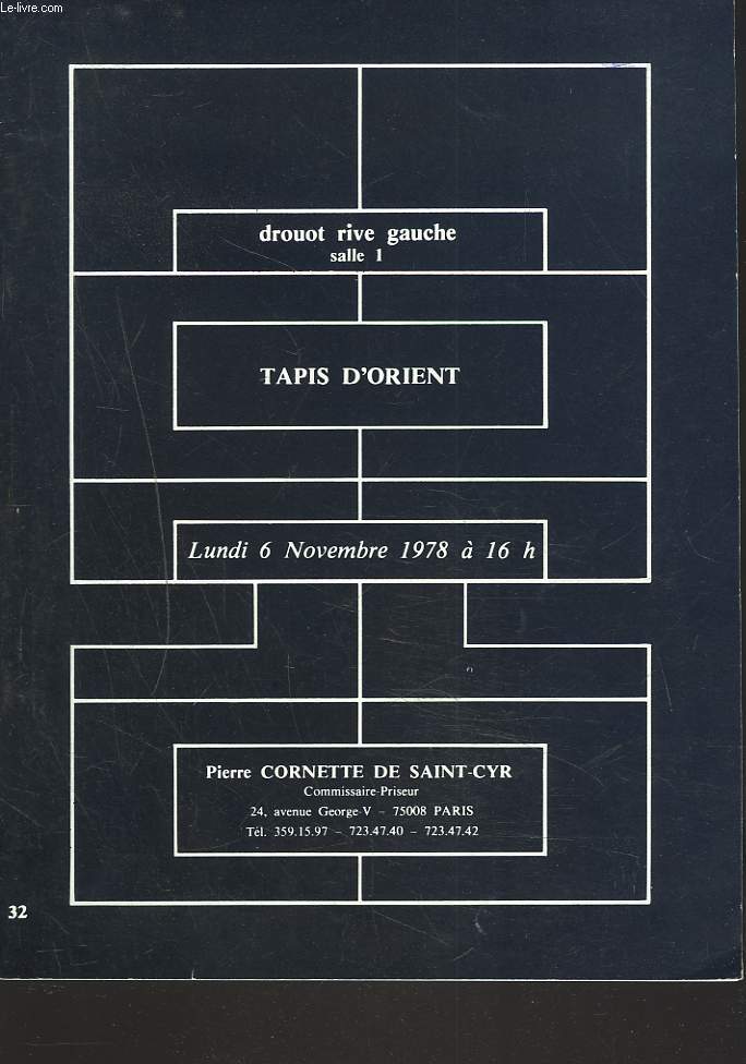 TAPIS D'ORIENT. LE 6 NOVEMBRE 1978. VENTE DE RARES TAPIS D'ORIENT ANCIENS. EXCEPTIONNELLE COLLECTION DE MONSIEUR C...