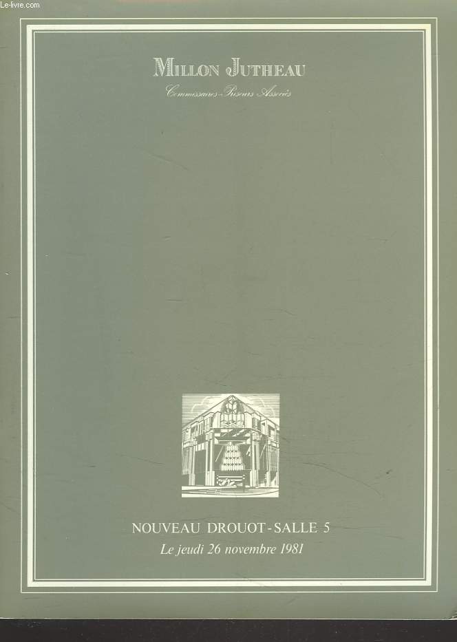 TABLEAUX MODERNES, SCULPTURES. MEUBLES PAR RUHLMANN. TABLEAUX ANCIENS. OBJETS D'ART AMEUBLEMENT... LE 26 NOVEMBRE 1981.