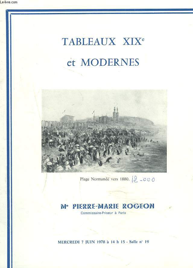 TABLEAUX XIXe ET MODERNES. VENTE LE 7 JUIN 1978.