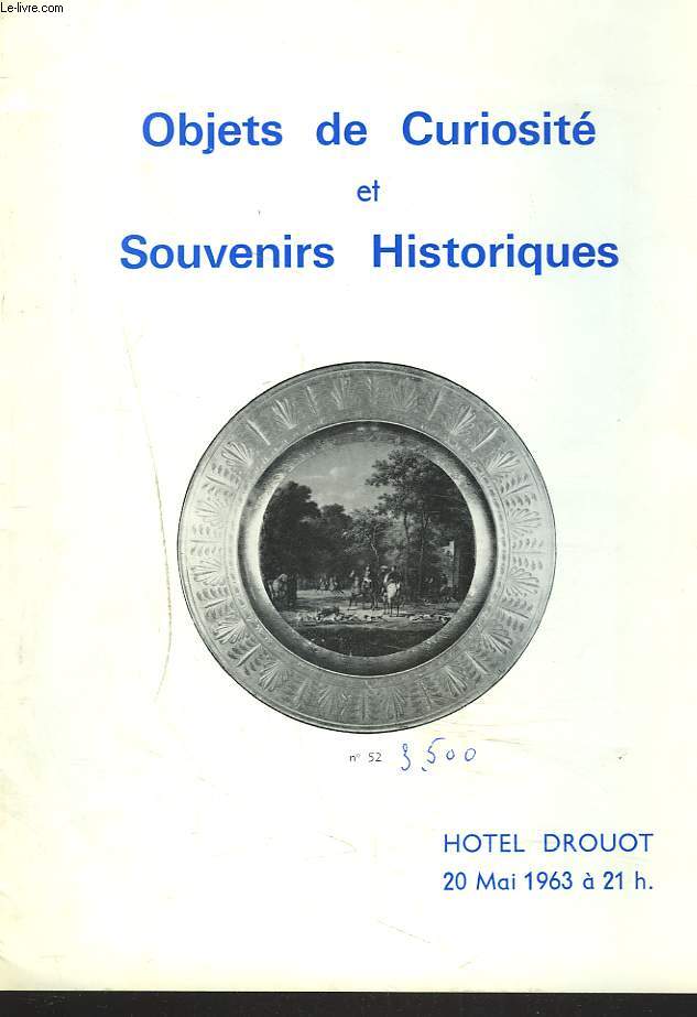 OBJETS DE CURIOSITE ET SOUVENIRS HISTORIQUES. MINIATURES DU 1er EMPIRE... VENTE LE 20 MAI 1963.