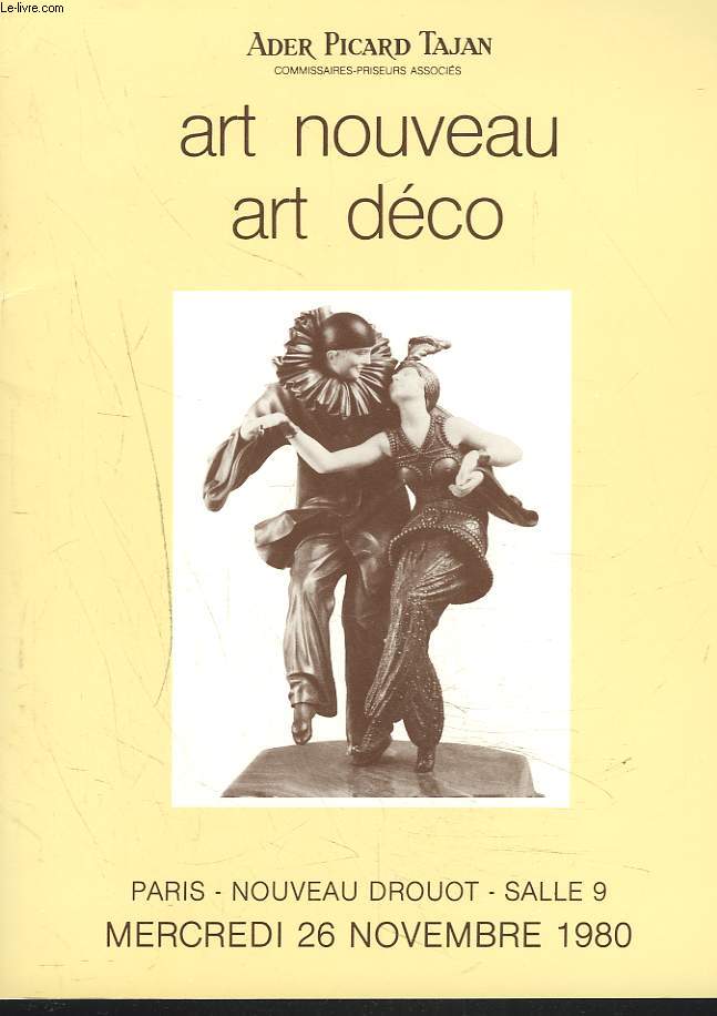 ART NOUVEAU. ART DECO. AFFICHES. GRAVURES. DESSINS. PEINTURES. CERMAIQUE. ART DU VERRE... VENTE LE 26 NOVEMBRE 1980.