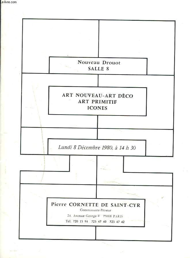 ART NOUVEAU. ART DECO. ART PRIMITIF. ICONES. VENTE LE 8 DECEMBRE 1980.