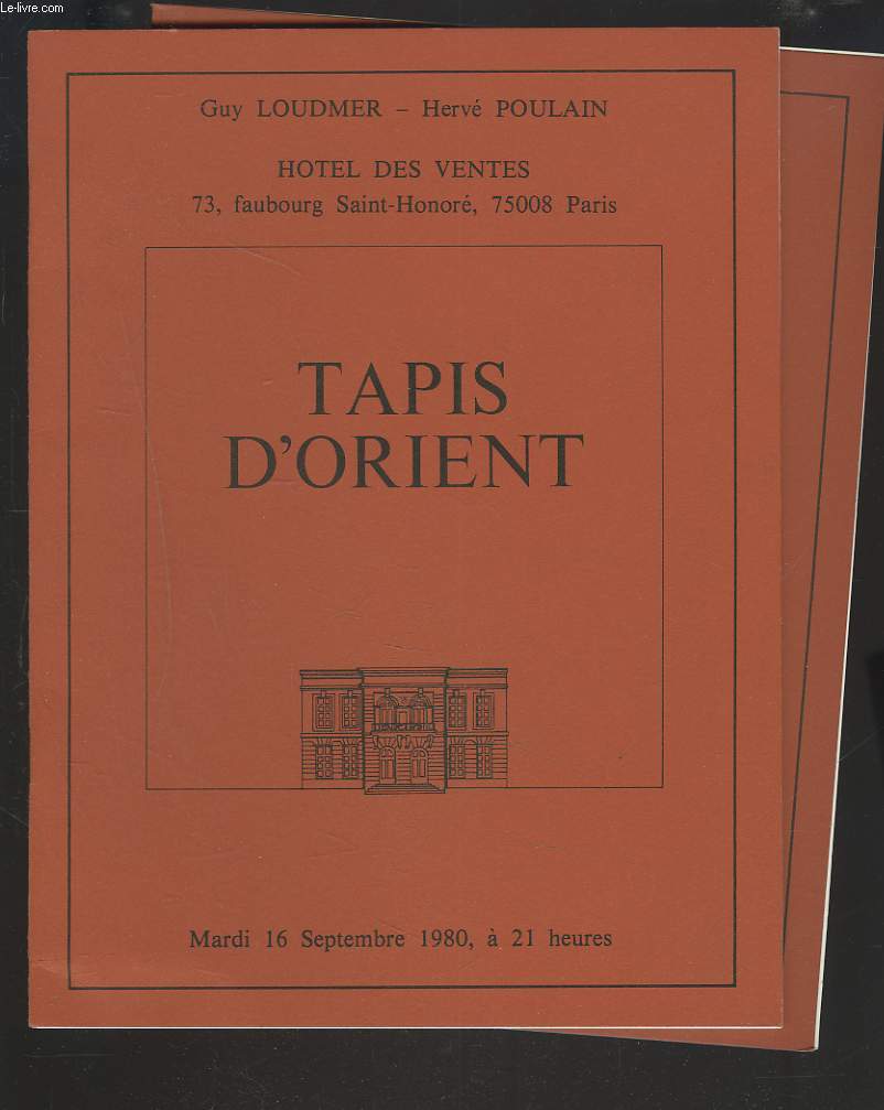 LOT DE 2 CATALOGUES DE VENTE DE TAPIS D'ORIENT. VENTES DU 16 SEPTEMBRE et DU 13 MAI 1980.