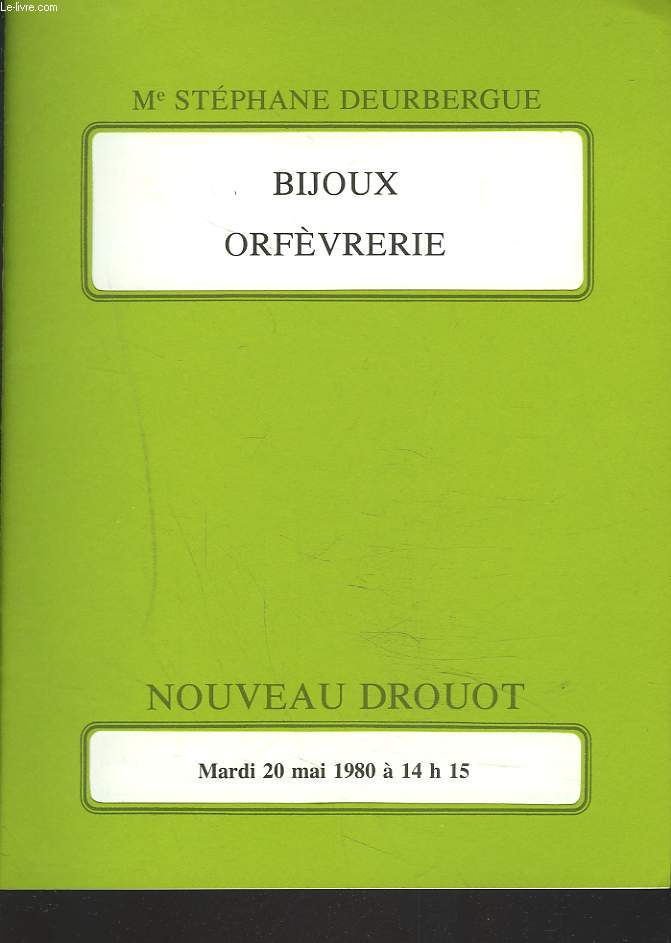 BIJOUX, ORFEVRERIE. VENTE LE 20 MAI 1980.