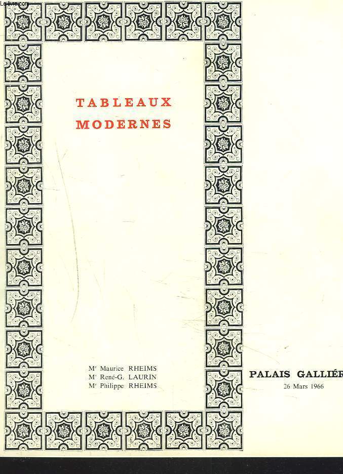 TABLEAUX MODERNES. DESSINS ET AQUARELLES. VENTE LE 26 MARS 1966.