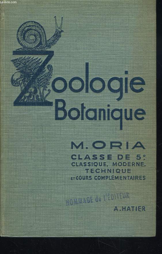SCIENCES NATURELLES. BOTANIQUE. ZOOLOGIE. CLASSE DE 5e.