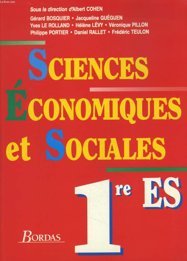 SCIENCES ECONOMIQUES ET SOCIALES 1re ES