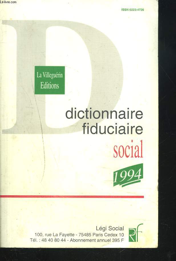 DICTIONNAIRE FIDUCIAIRE SOCIAL 1994