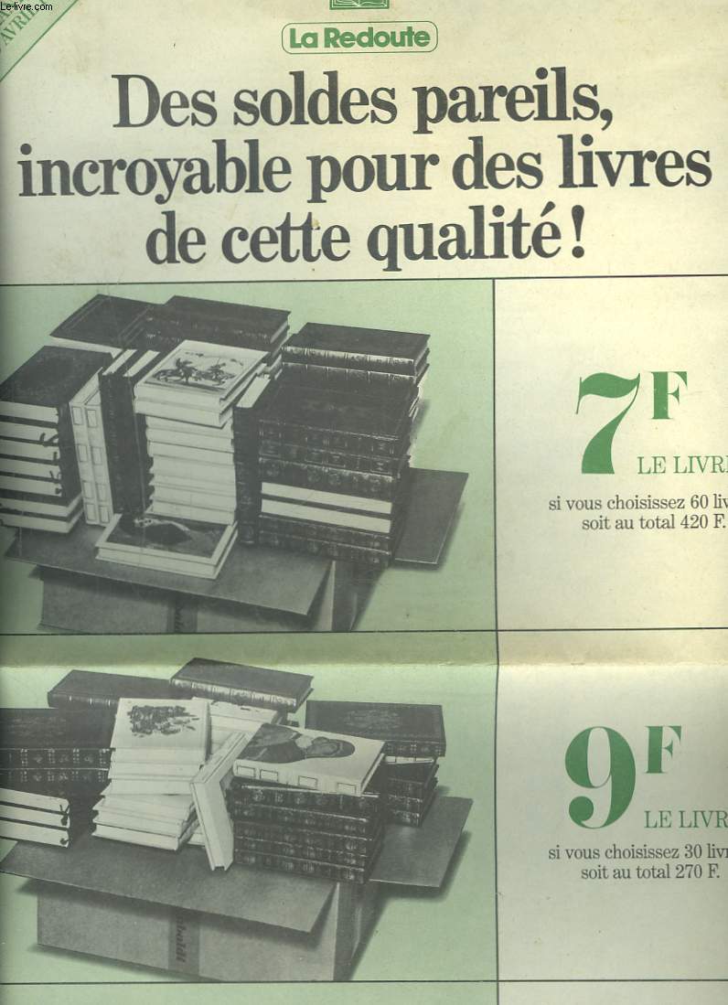 CATALOGUE LA REDOUTE. DES SOLDES PAREILS, INCROYABLE POUR DES LIVRES DE CETTE QUALITE. 1978