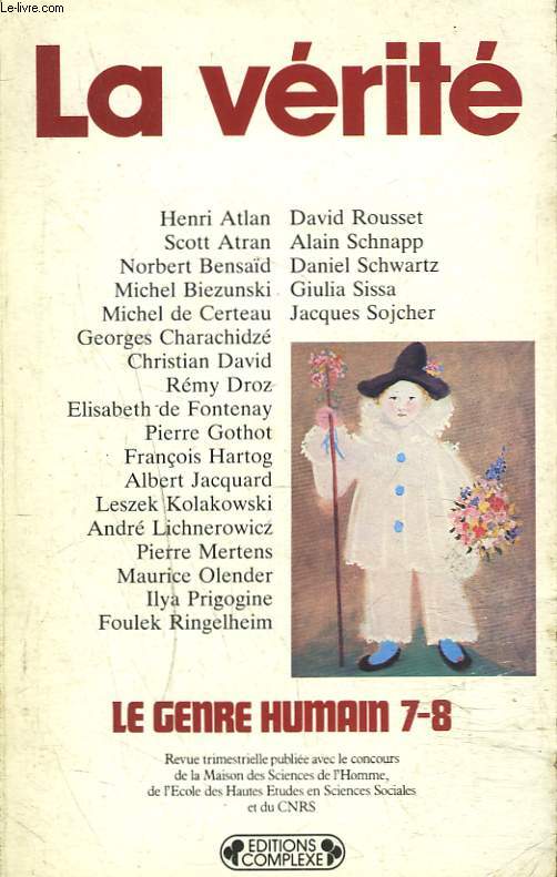 LE GENRE HUMAIN, REVUE TRIMESTRIELLE N7-8, 1983.