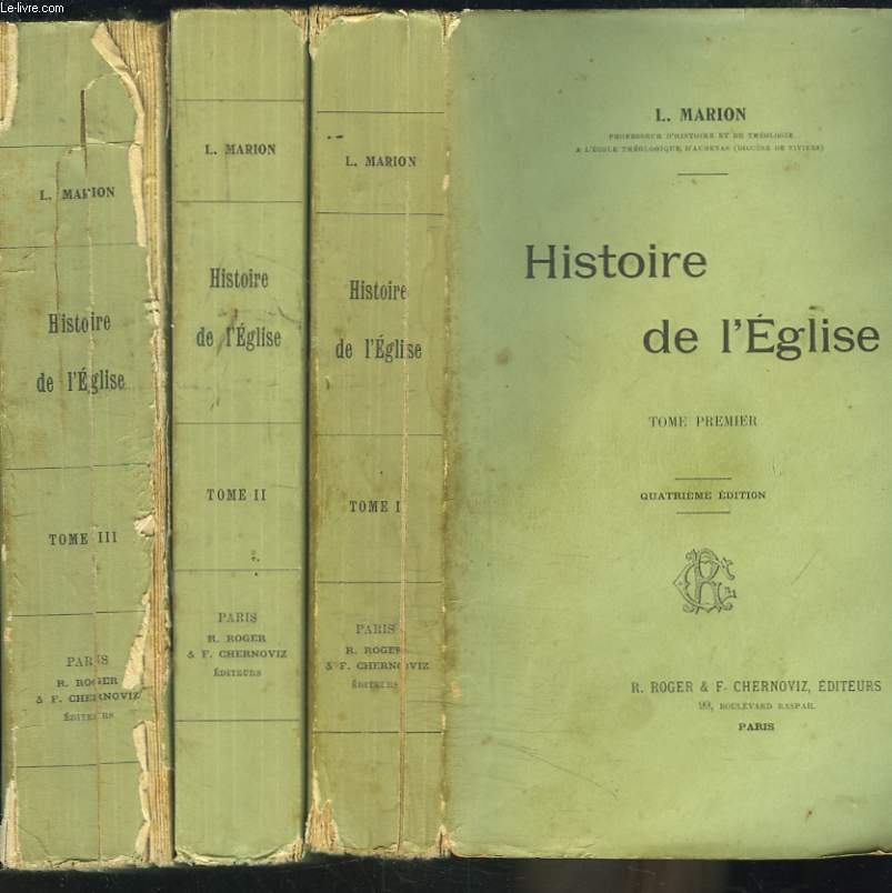 HISTOIRE DE L'EGLISE. EN TROIS TOMES.