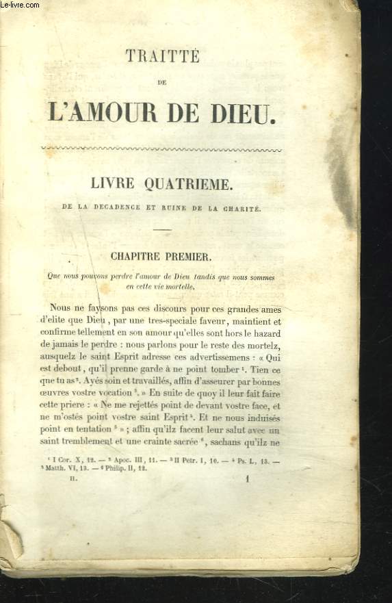 OEUVRES COMPLETES. TRAITE DE L'AMOUR DE DIEU (LIVRE QUATRIEME au LIVRE DOUZIEME)