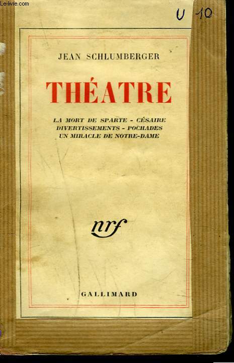 THATRE. La Mort De Sparte - Csaire - Divertissements - Pochades et Un Miracle De Notre Dame.