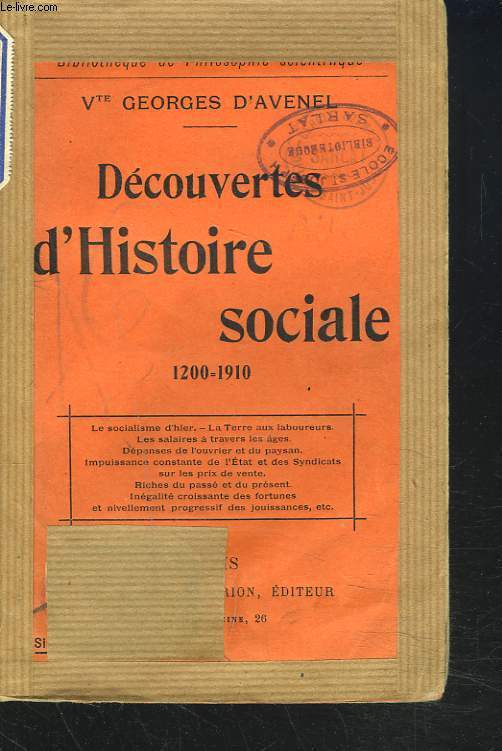 DECOUVERTES D'HISTOIRE SOCIALE 1200-1910.