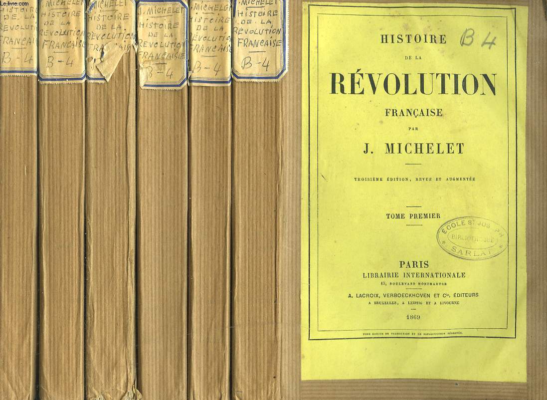 HISTOIRE DE LA REVOLUTION FRANCAISE EN 6 TOMES.