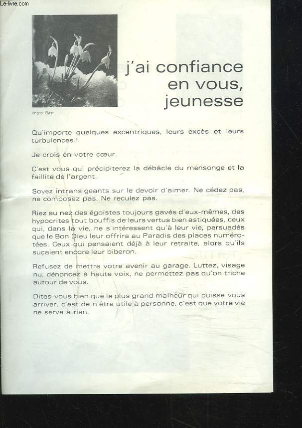 J'AI CONFIANCE EN VOUS JEUNESSE. DENONCEZ LA VIOLENCE....