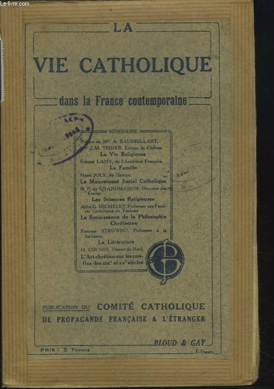 LA VIE CATHOLIQUE DANS LA FRANCE CONTEMPORAINE.