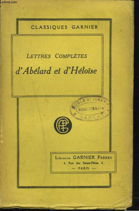 LETTRES COMPLETES D'ABELARD ET D'HELOSE