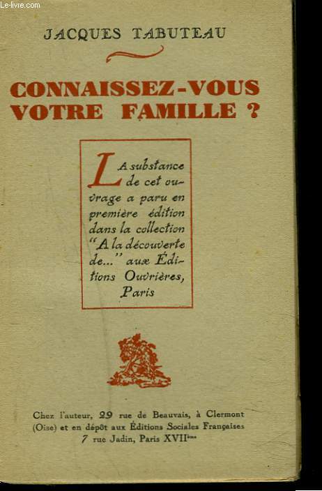 CONNAISSEZ VOUS VOTRE FAMILLE ?