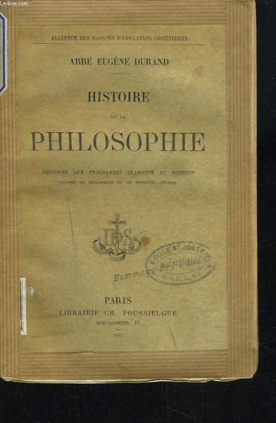 HISTOIRE DE LA PHILOSOPHIE