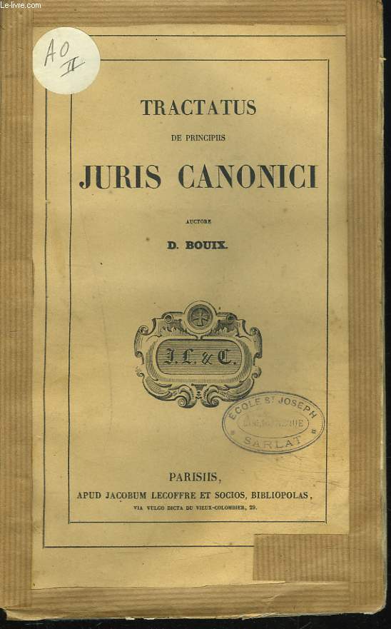 TRACTATUS DE PRINCIPIIS JURIS CANONICI.