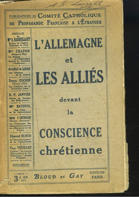 L'ALLEMAGNE ET LES ALLIES DEVANT LA CONSCIENCE CHRETIENNE