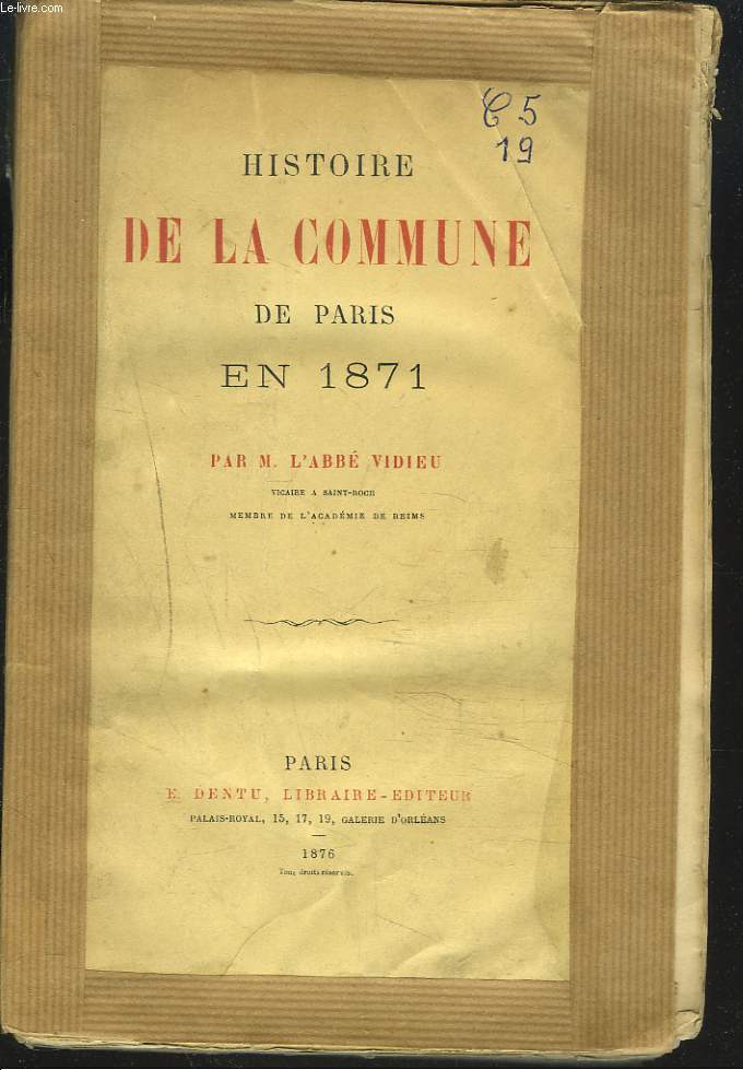 HISTOIRE DE LA COMMUNE DE PARIS EN 1871.