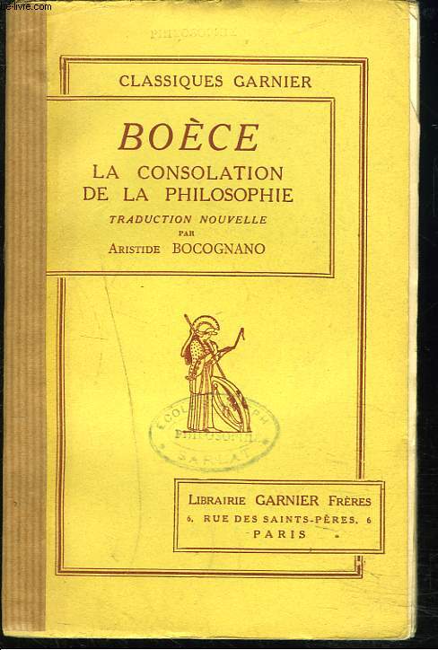 LA CONSOLATION DE LA PHILOSOPHIE.
