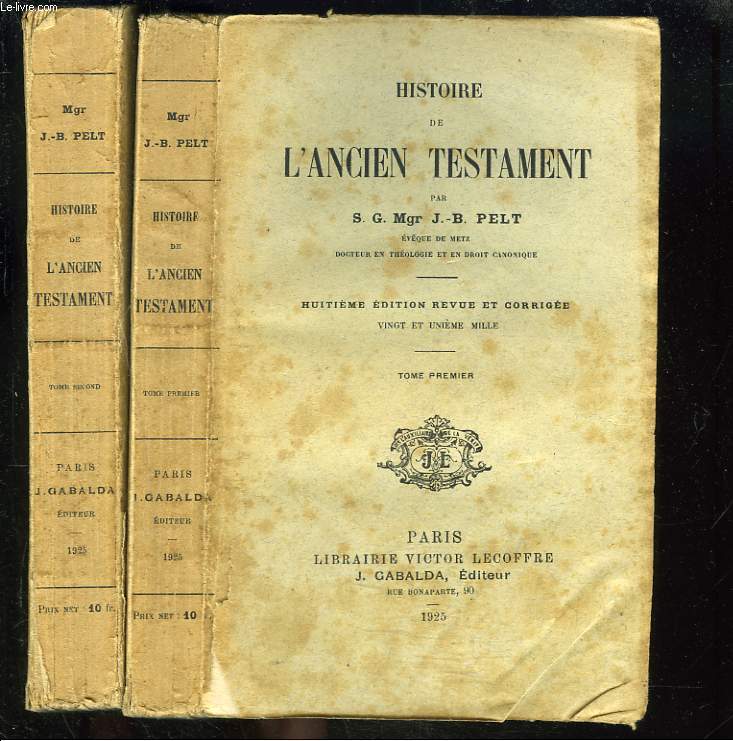 HISTOIRE DE L'ANCIEN TESTAMENT. TOMES I ET II.