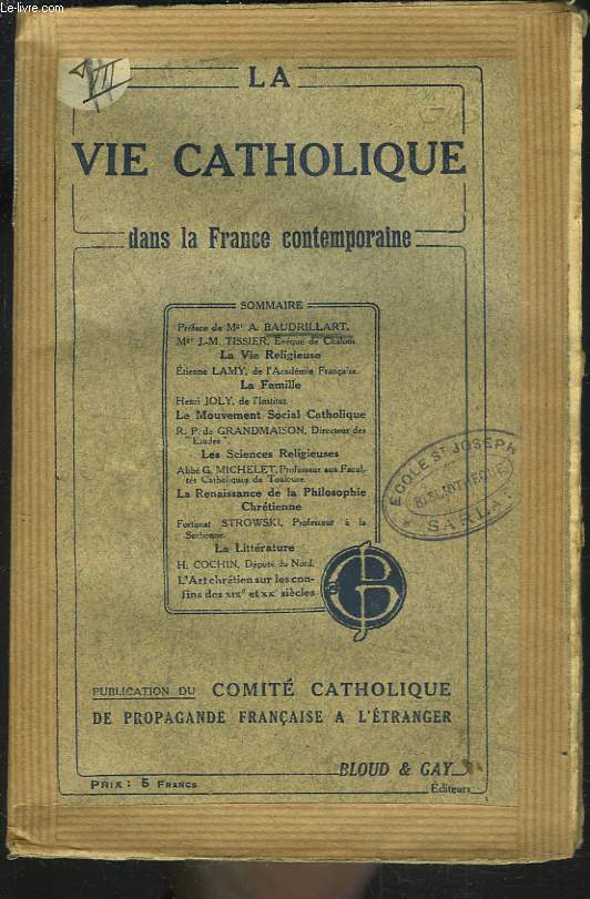 LA VIE CATHOLIQUE DANS LA FRANCE CONTEMPORAINE.