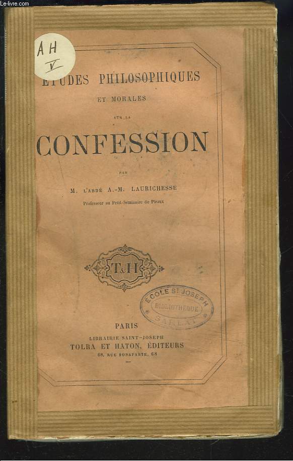 ETUDES PHILOSOPHIQUES ET MORALES SUR LA CONFESSION.