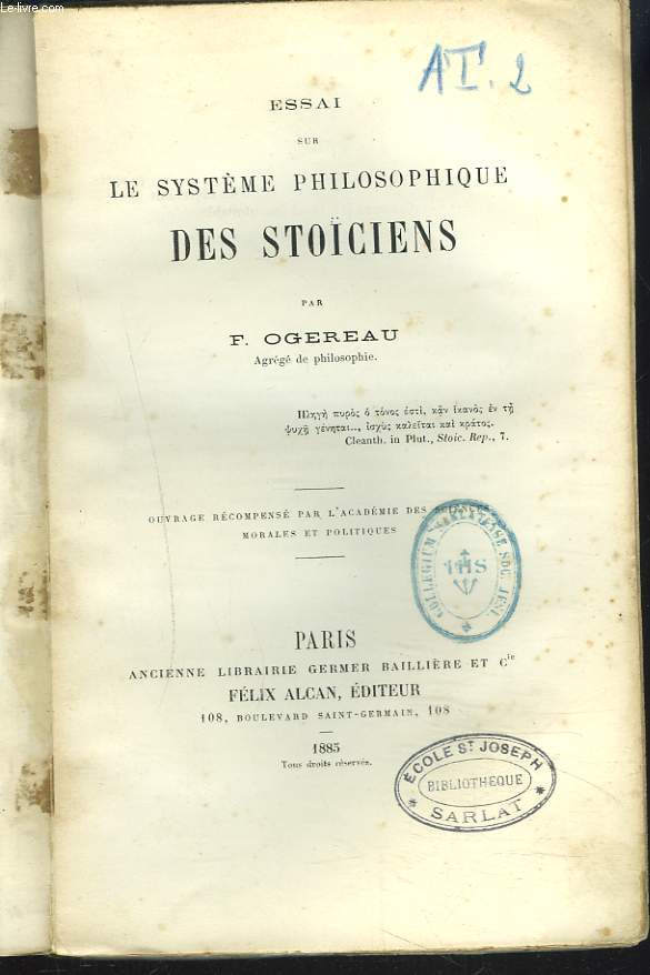 ESSAI SUR LE SYSTEME PHILOSOPHIQUE DES STOCIENS