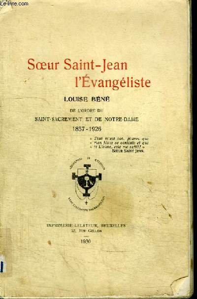 SOEUR SAINT-JEAN L'EVANGELISTE