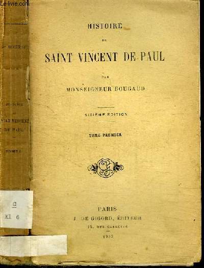 HISTOIRE DE SAINT VINCENT DE PAUL - TOME PREMIER