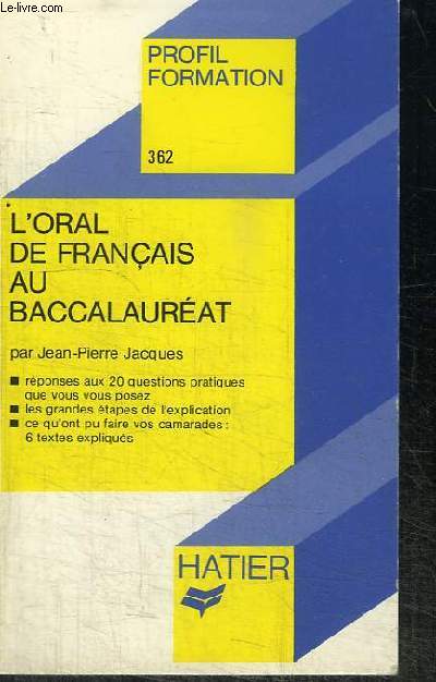 L'ORAL DE FRANCAIS AU BACCALAUREAT